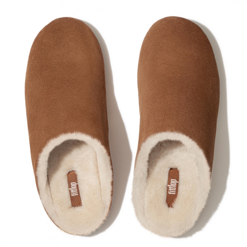 Women's Fitflop Chrissie Shearling Slippers Brown | IN-EPFYD0921