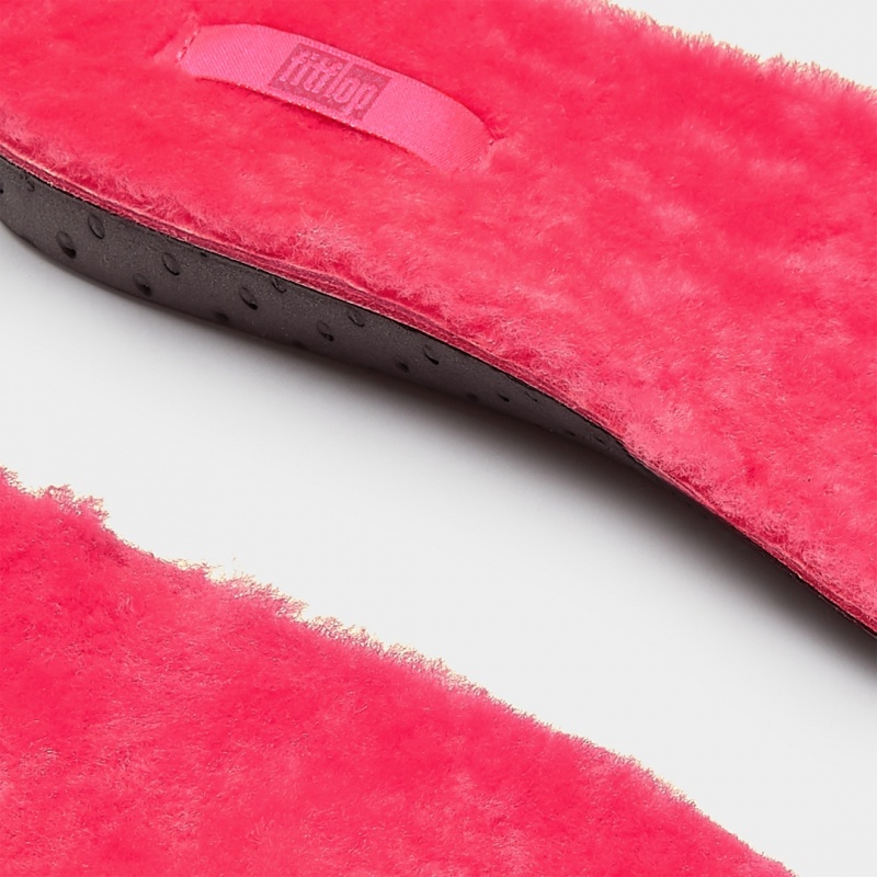 Women's Fitflop Chrissie Shearling Slippers Insoles Pink | IN-UMLRZ7952