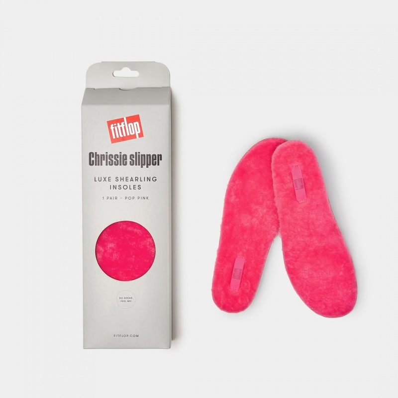 Women's Fitflop Chrissie Shearling Slippers Insoles Pink | IN-UMLRZ7952