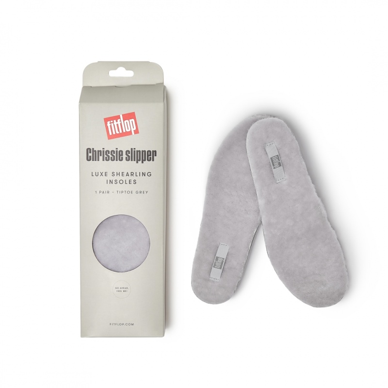 Women's Fitflop Chrissie Shearling Slippers Insoles Grey | IN-IDMRN8697