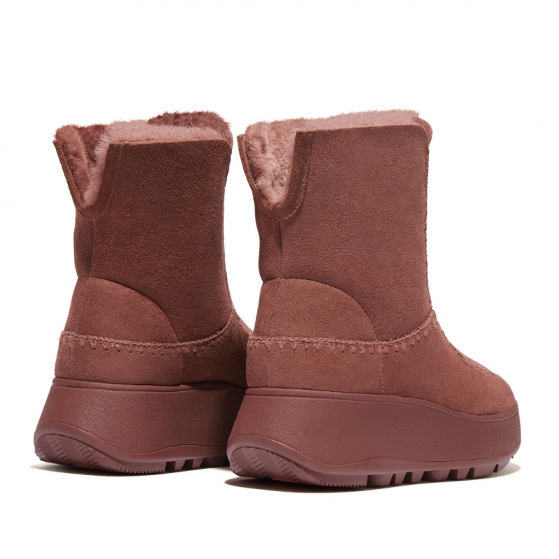 Women's Fitflop F-Mode Double Faced Shearling Boots Brown | IN-CMFSW7293