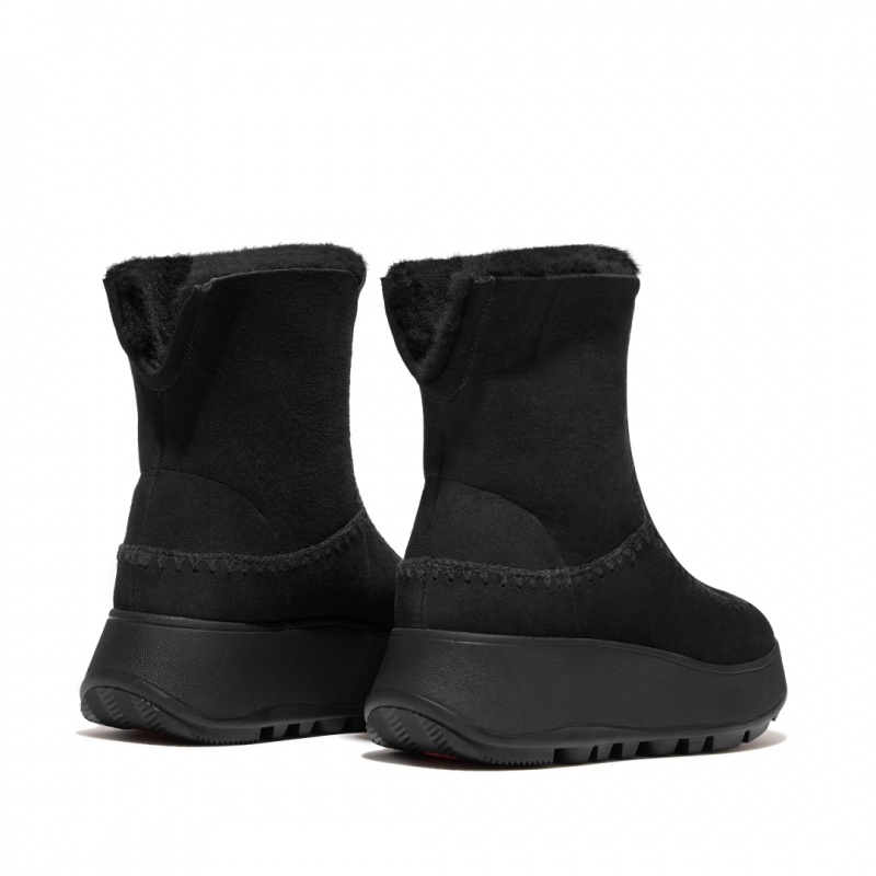 Women's Fitflop F-Mode Double Faced Shearling Boots Black | IN-RCNDG7214