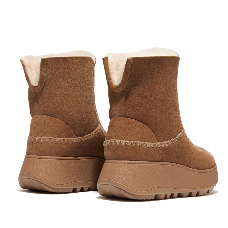 Women's Fitflop F-Mode Double Faced Shearling Boots Brown | IN-PVTDI7948