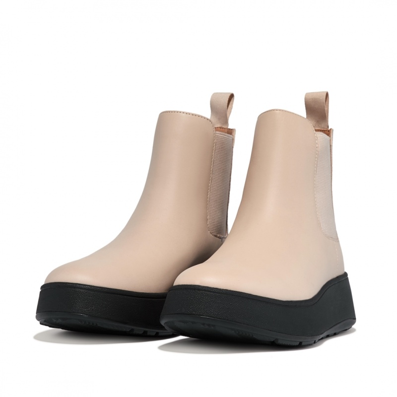 Women's Fitflop F-Mode Flatform Chelsea Boots Beige | IN-MJFID9187