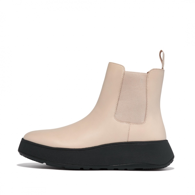 Women\'s Fitflop F-Mode Flatform Chelsea Boots Beige | IN-MJFID9187