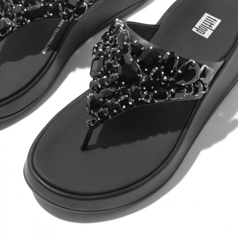 Women's Fitflop F-Mode Flip Flops Black | IN-SZEID7632