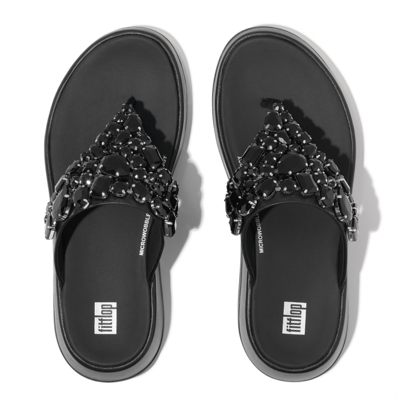 Women's Fitflop F-Mode Flip Flops Black | IN-SZEID7632