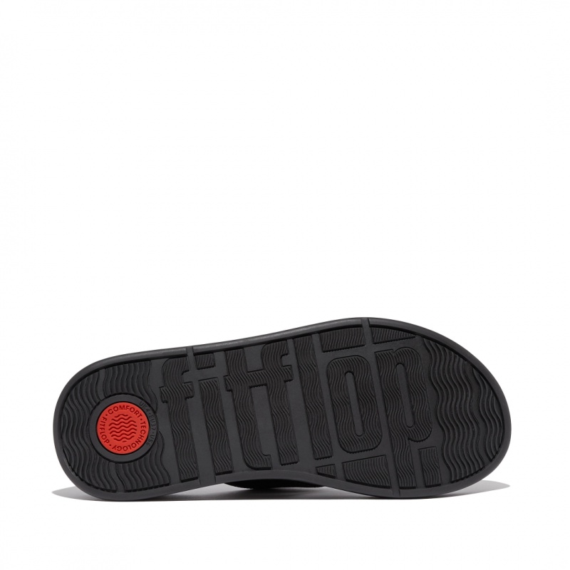 Women's Fitflop F-Mode Leather Slides Black | IN-DCAPQ1905