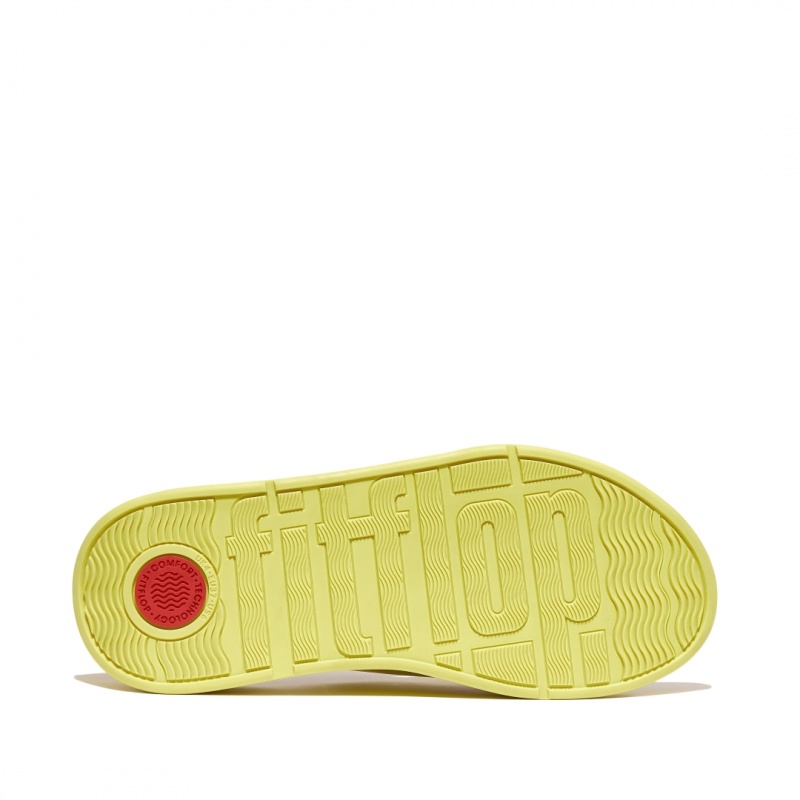 Women's Fitflop F-Mode Leather Slides Yellow | IN-RAVWE0127