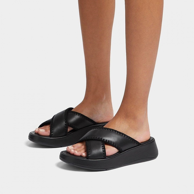 Women's Fitflop F-Mode Slides Slides Black | IN-JMCXT6473