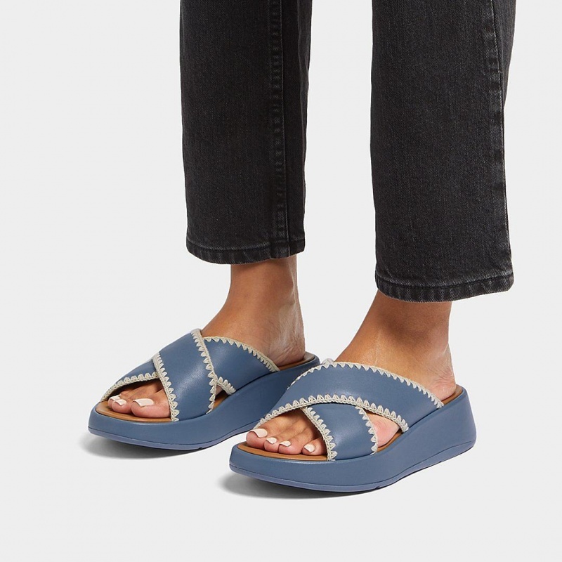 Women's Fitflop F-Mode Slides Slides Blue | IN-BTWXS6127