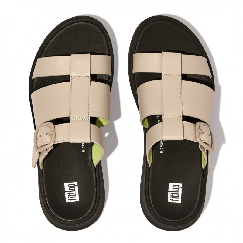 Women's Fitflop F-Mode Slides Slides Grey / Yellow | IN-NCWXE1532