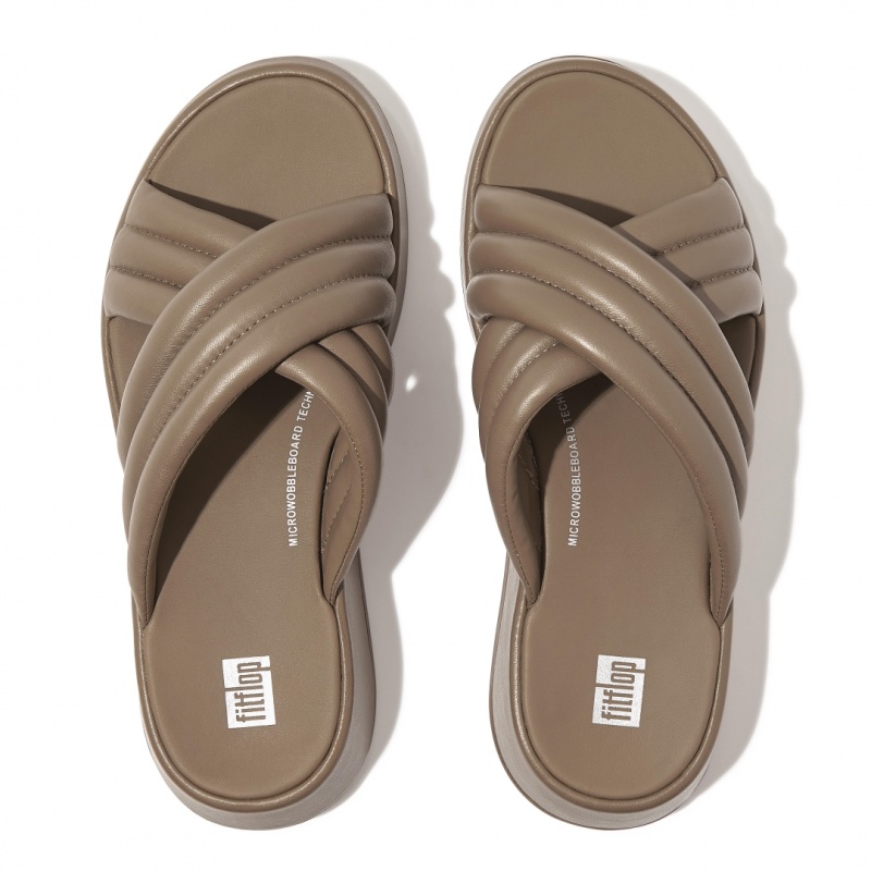 Women's Fitflop F-Mode Slides Slides Grey Beige | IN-DRAMF1423