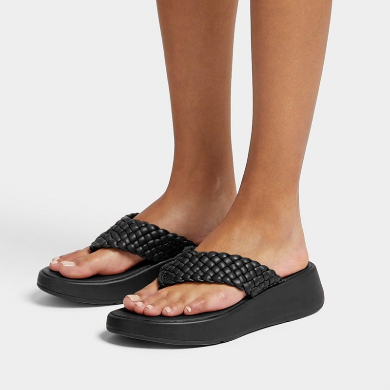 Women's Fitflop F-Mode Toe Thongs Thongs Black | IN-ZUHPF4829