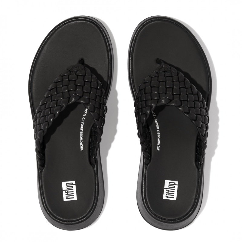 Women's Fitflop F-Mode Toe Thongs Thongs Black | IN-ZUHPF4829