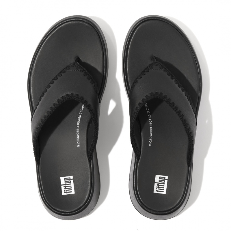 Women's Fitflop F-Mode Toe Thongs Thongs Black | IN-AMVRE9502