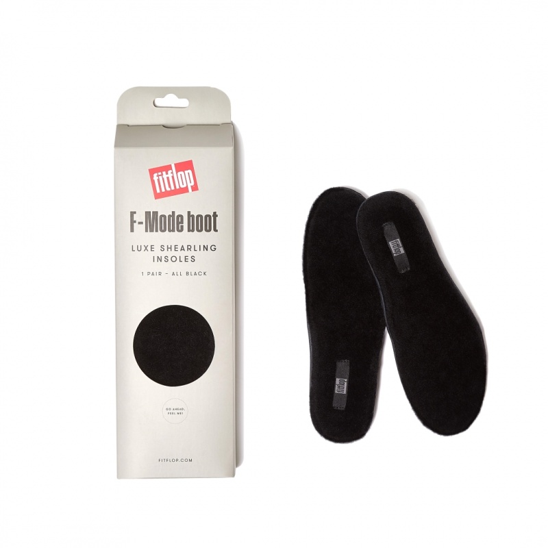 Women's Fitflop F Mode Shearling Boots Insoles Black | IN-QEPMY7168