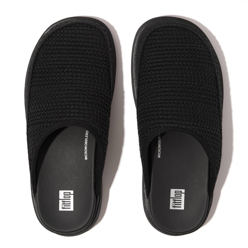 Women's Fitflop Gen-Ff Polyester Knit Cotton Mules Black | IN-TEYWB2167