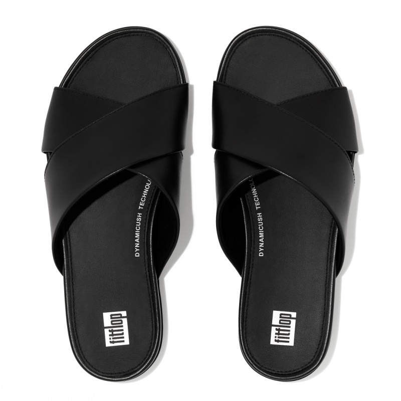 Women's Fitflop Gracie Cross Slides Slides Black | IN-OQSCI5163