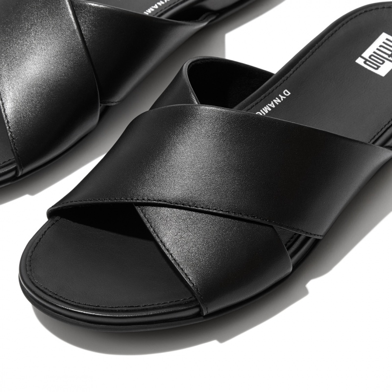 Women's Fitflop Gracie Cross Slides Slides Black | IN-OQSCI5163