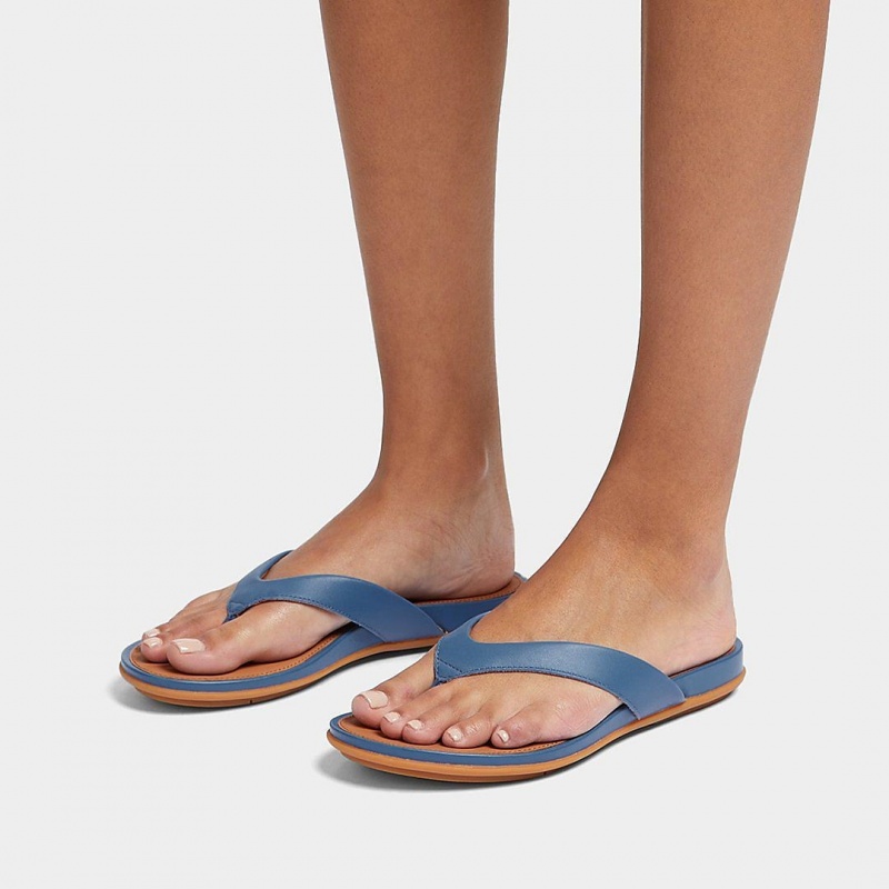 Women's Fitflop Gracie Flip Flops Blue | IN-OGFMY4593