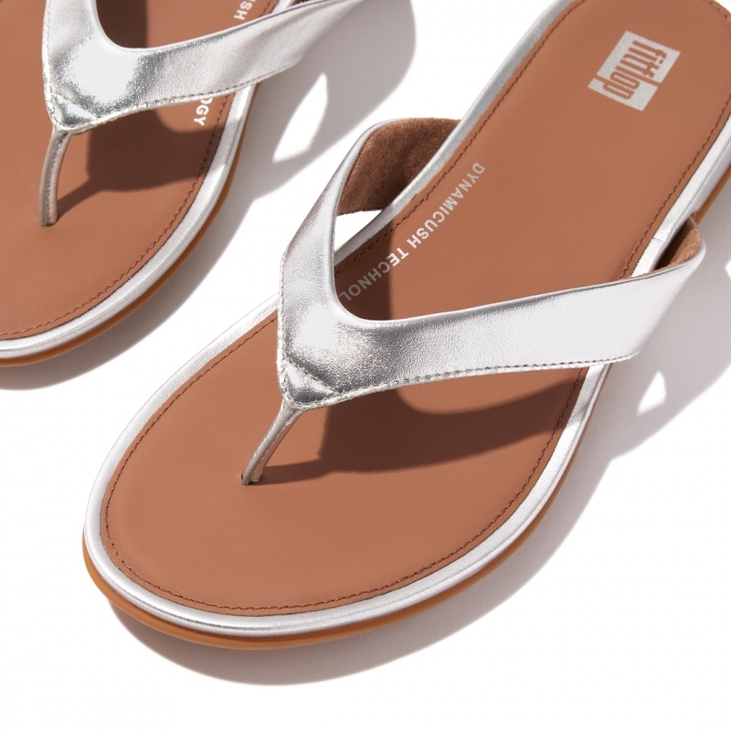 Women's Fitflop Gracie Flip Flops Silver | IN-EQMJN0176