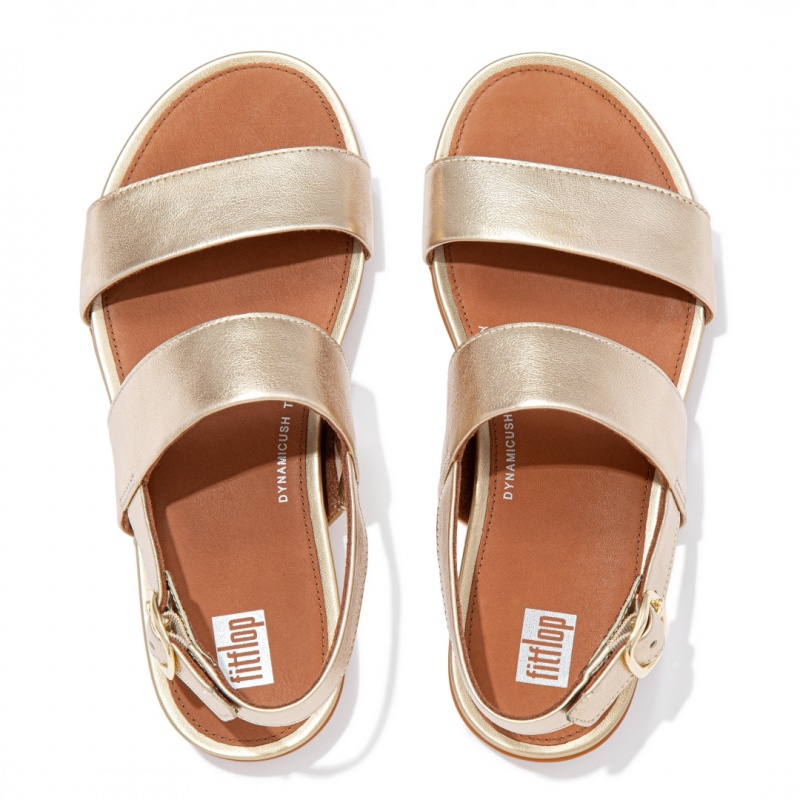 Women's Fitflop Gracie Leather Back-Strap Sandals Gold | IN-KNBMU9021