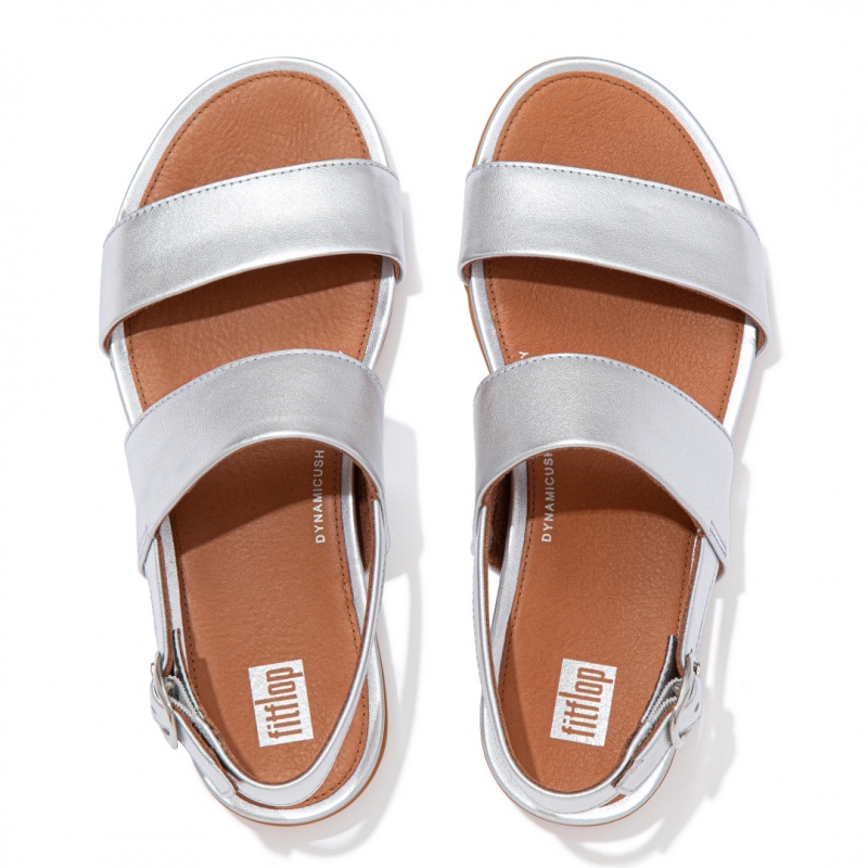 Women's Fitflop Gracie Leather Back-Strap Sandals Silver | IN-VTWZC9736