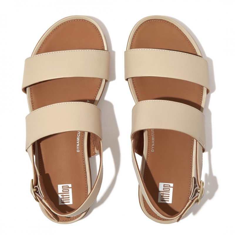 Women's Fitflop Gracie Leather Back-Strap Sandals Beige | IN-SBQMZ8102