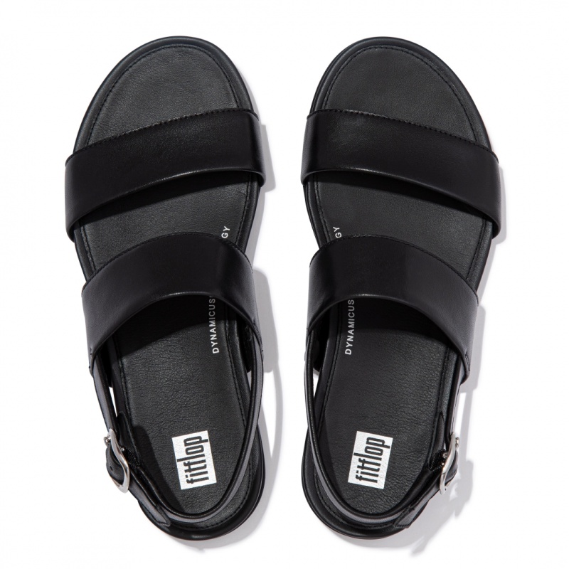 Women's Fitflop Gracie Leather Back-Strap Sandals Black | IN-BEZAT6321