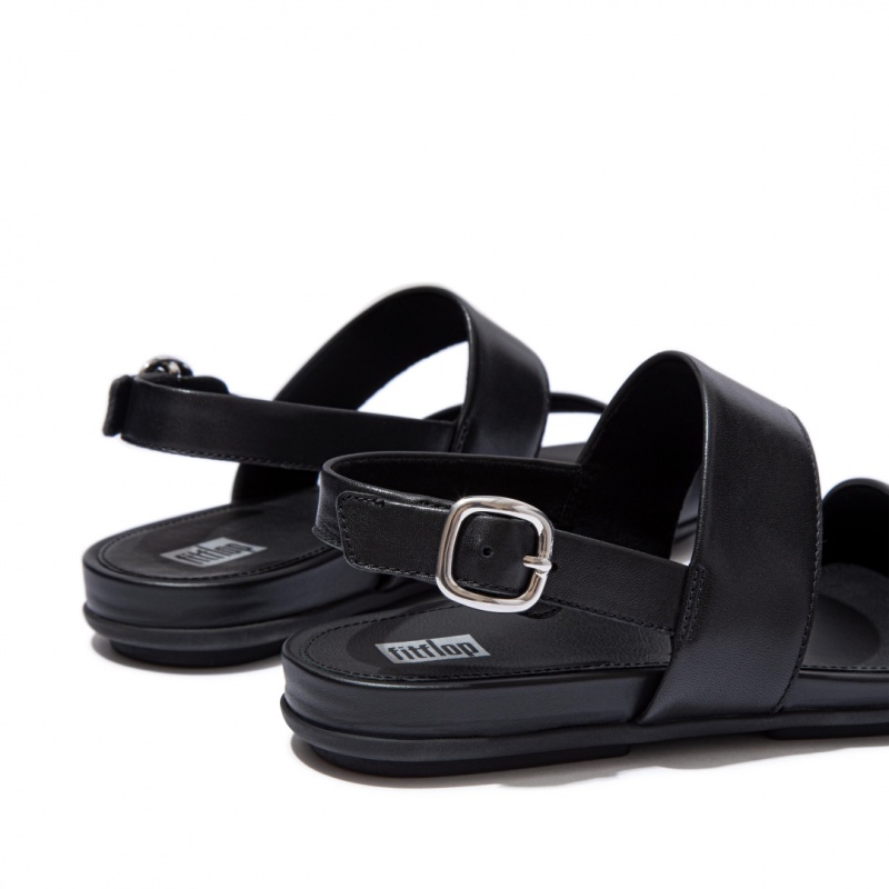 Women's Fitflop Gracie Leather Back-Strap Sandals Black | IN-BEZAT6321