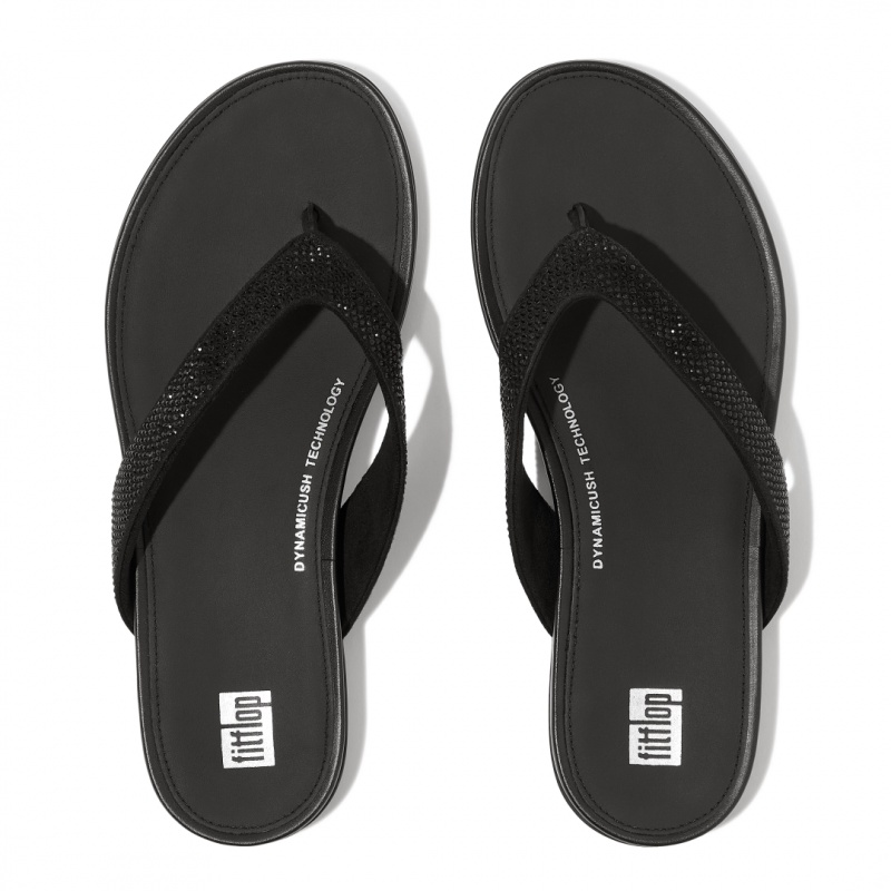 Women's Fitflop Gracie Microfibre Flip Flops Black | IN-WQTBA2716