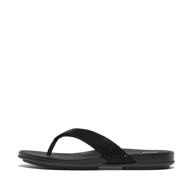 Women\'s Fitflop Gracie Microfibre Flip Flops Black | IN-WQTBA2716