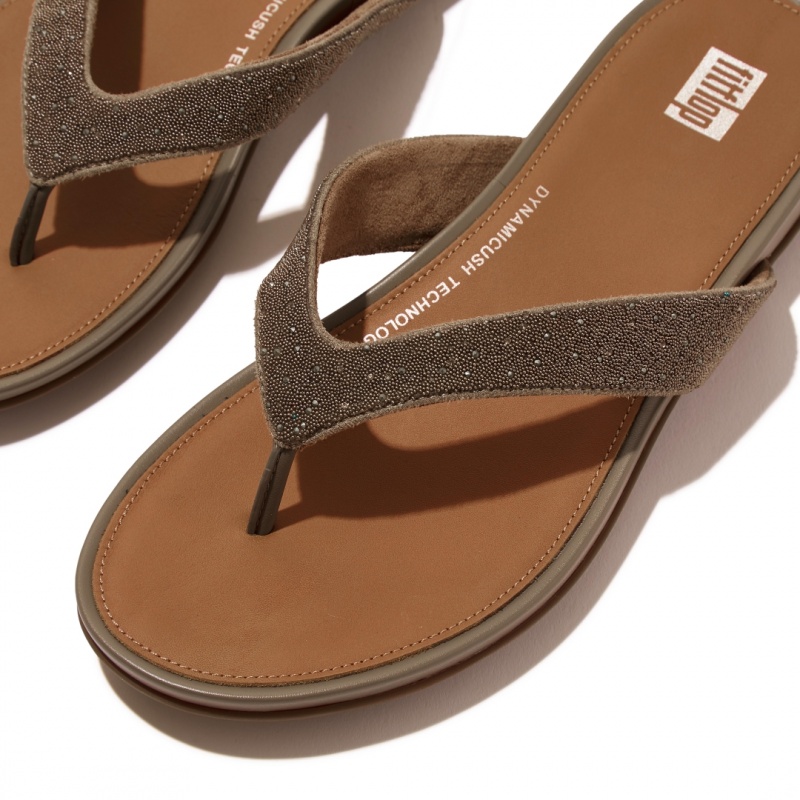 Women's Fitflop Gracie Microfibre Flip Flops Flip Flops Brown | IN-MVPDH1286