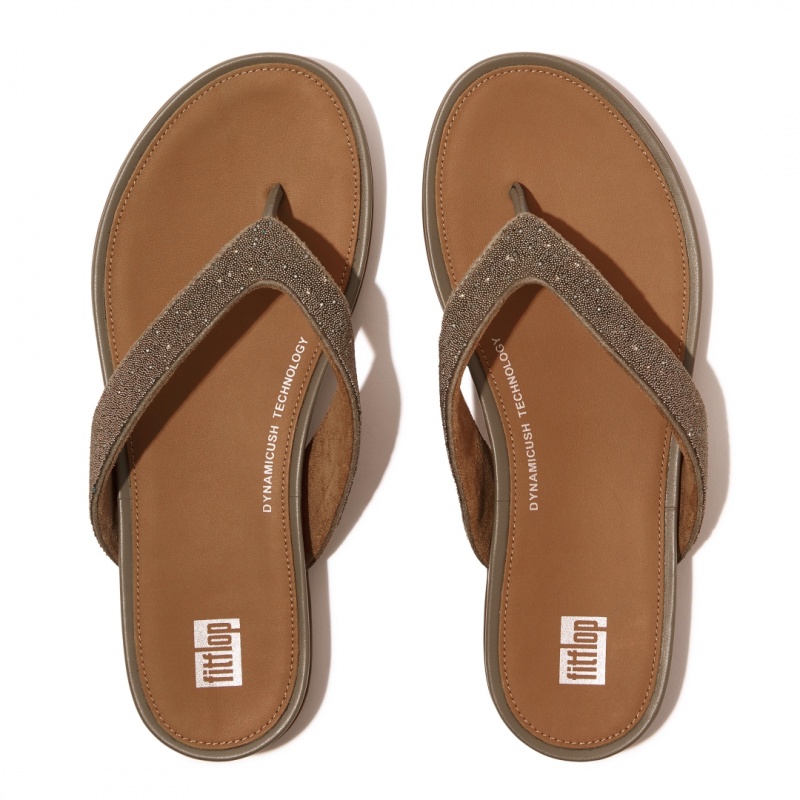 Women's Fitflop Gracie Microfibre Flip Flops Flip Flops Brown | IN-MVPDH1286