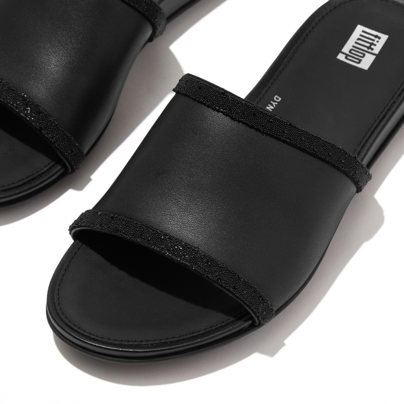 Women's Fitflop Gracie Microfibre Slides Slides Black | IN-KDYFZ2456