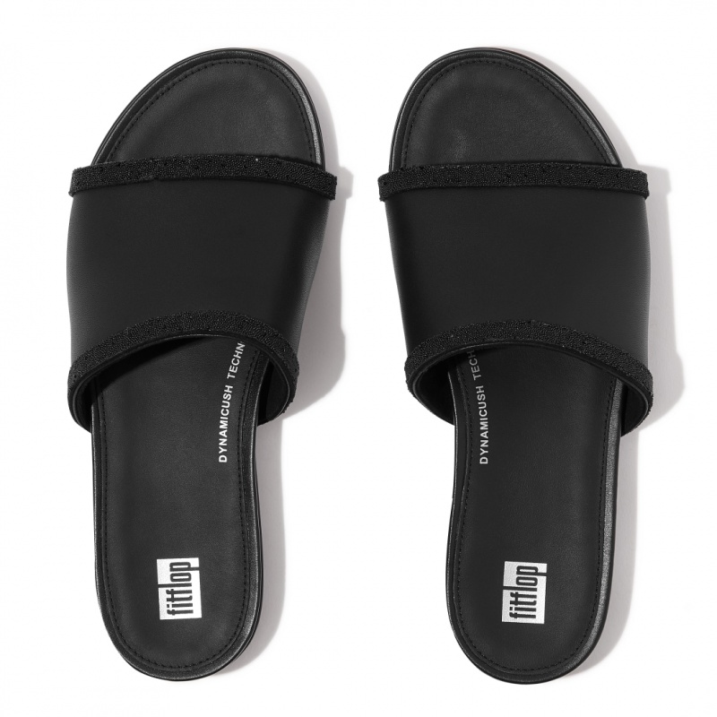 Women's Fitflop Gracie Microfibre Slides Slides Black | IN-KDYFZ2456