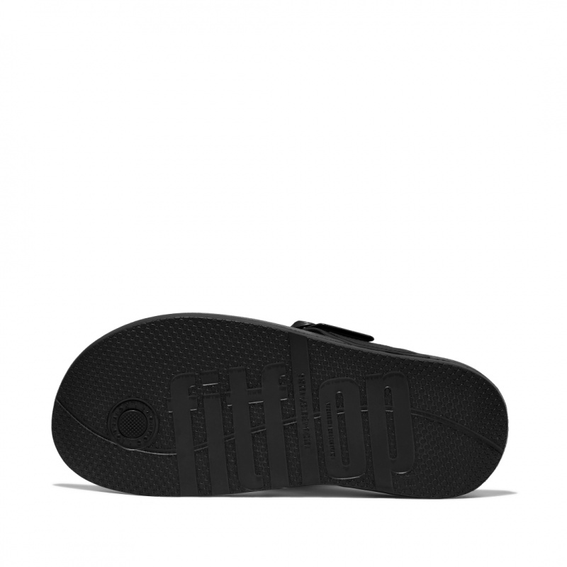 Women's Fitflop Iqushion Adjustable Buckle Flip Flops Black | IN-AUMDH2943