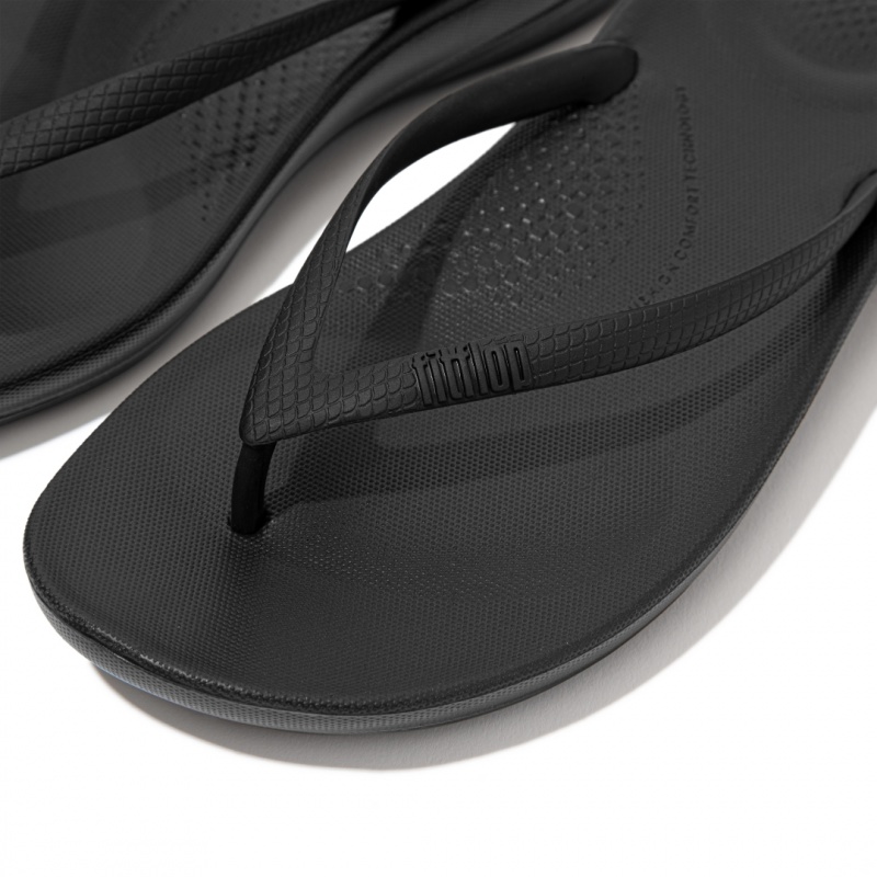 Women's Fitflop Iqushion Ergonomc Flip Flops Black | IN-ATYKC3750