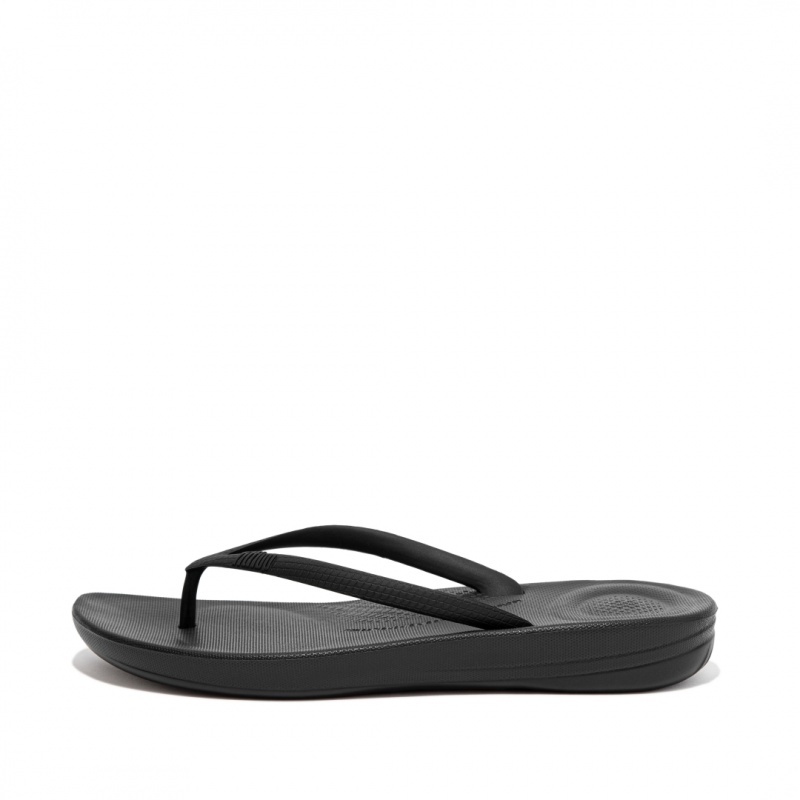 Women\'s Fitflop Iqushion Ergonomc Flip Flops Black | IN-ATYKC3750