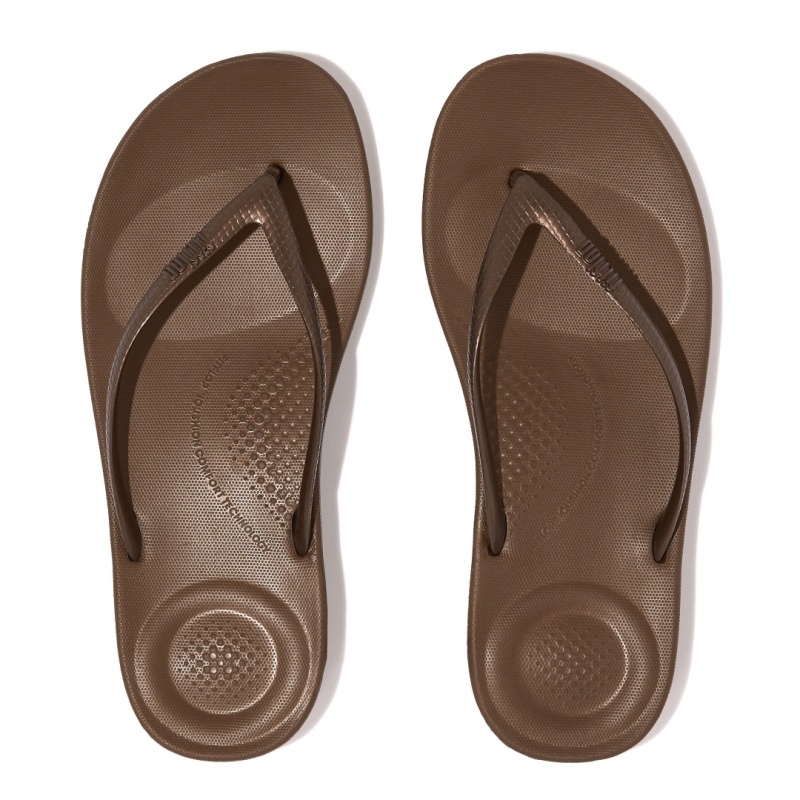 Women's Fitflop Iqushion Ergonomc Flip Flops Brown | IN-BMHLC6054