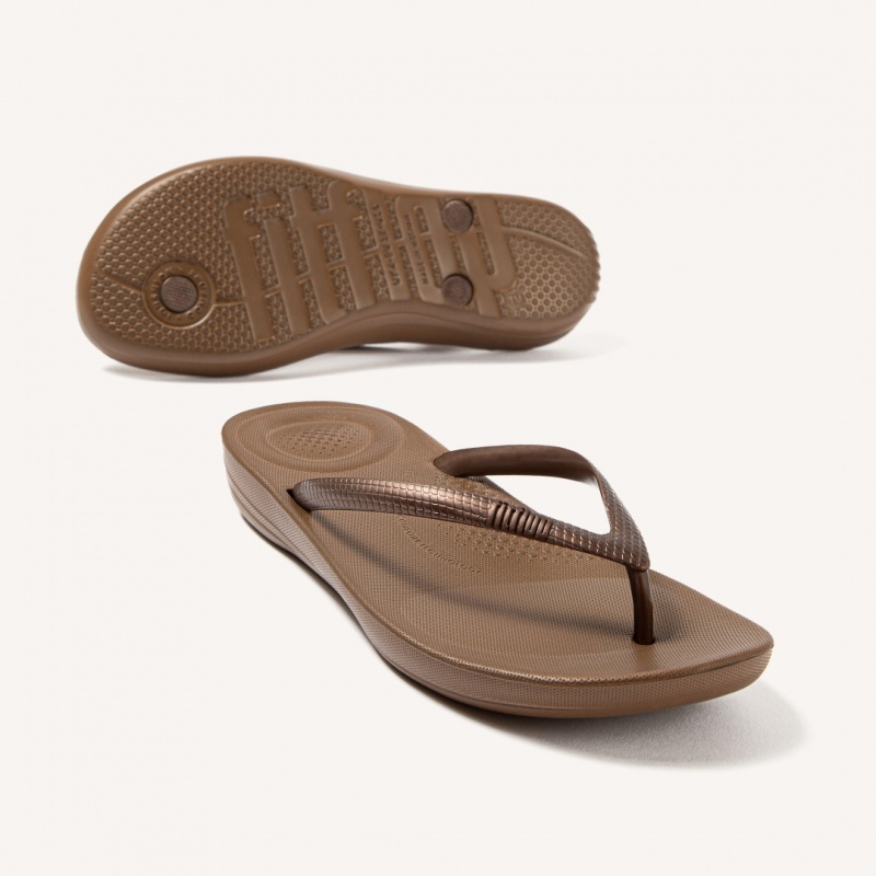 Women's Fitflop Iqushion Ergonomc Flip Flops Brown | IN-BMHLC6054