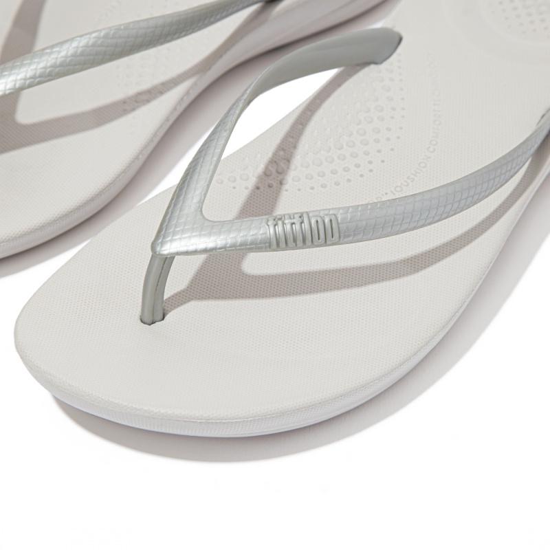 Women's Fitflop Iqushion Ergonomc Flip Flops Silver | IN-YAFMN4627