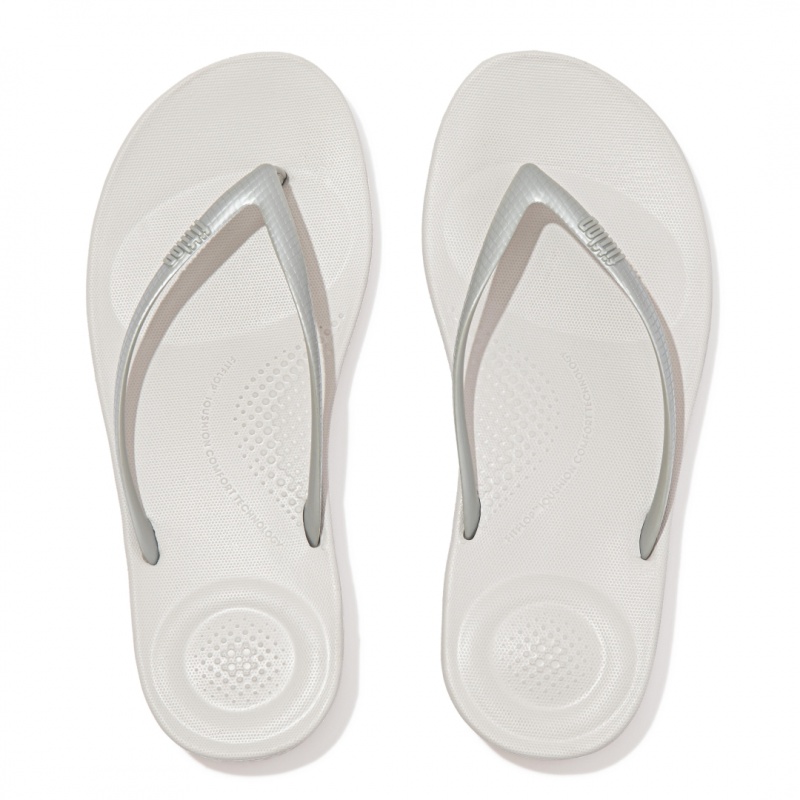 Women's Fitflop Iqushion Ergonomc Flip Flops Silver | IN-YAFMN4627