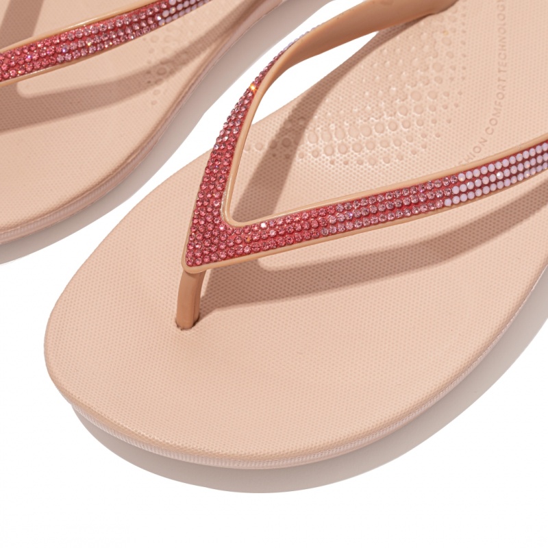 Women's Fitflop Iqushion Ombre Glitter Flip Flops Pink | IN-YFQNB6324