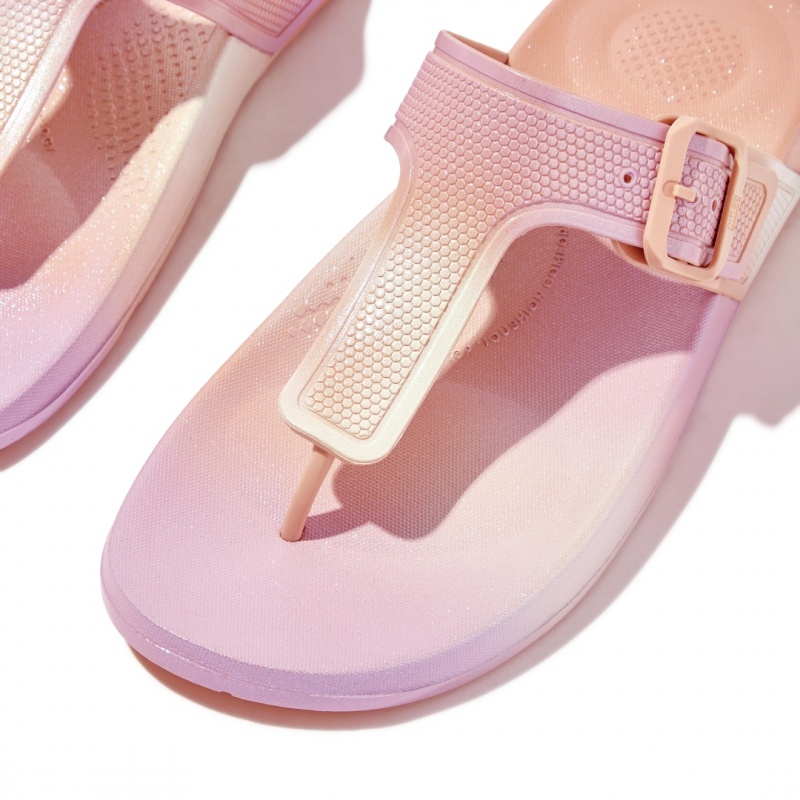 Women's Fitflop Iqushion Rubber Tpu Flip Flops Pink | IN-OYLPR0546