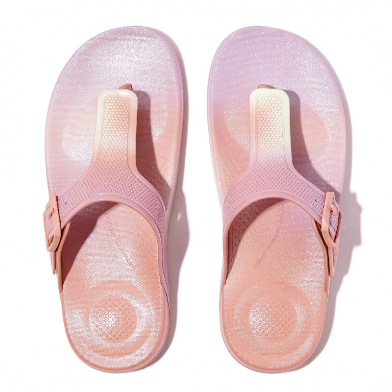 Women's Fitflop Iqushion Rubber Tpu Flip Flops Pink | IN-OYLPR0546