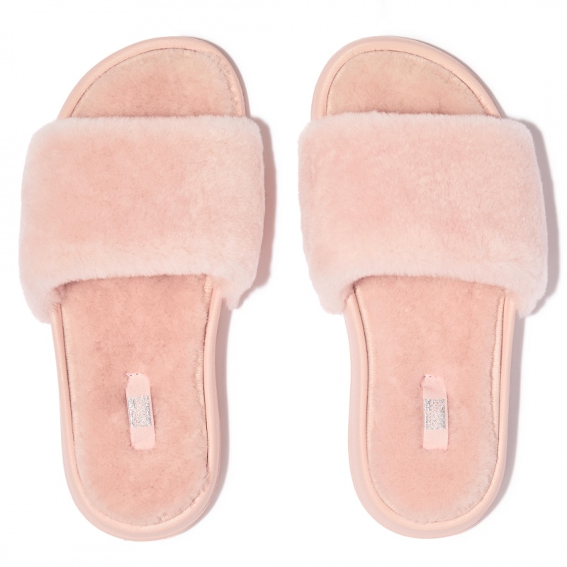 Women's Fitflop Iqushion Shearling Slides Slides Pink | IN-XLIEW6085