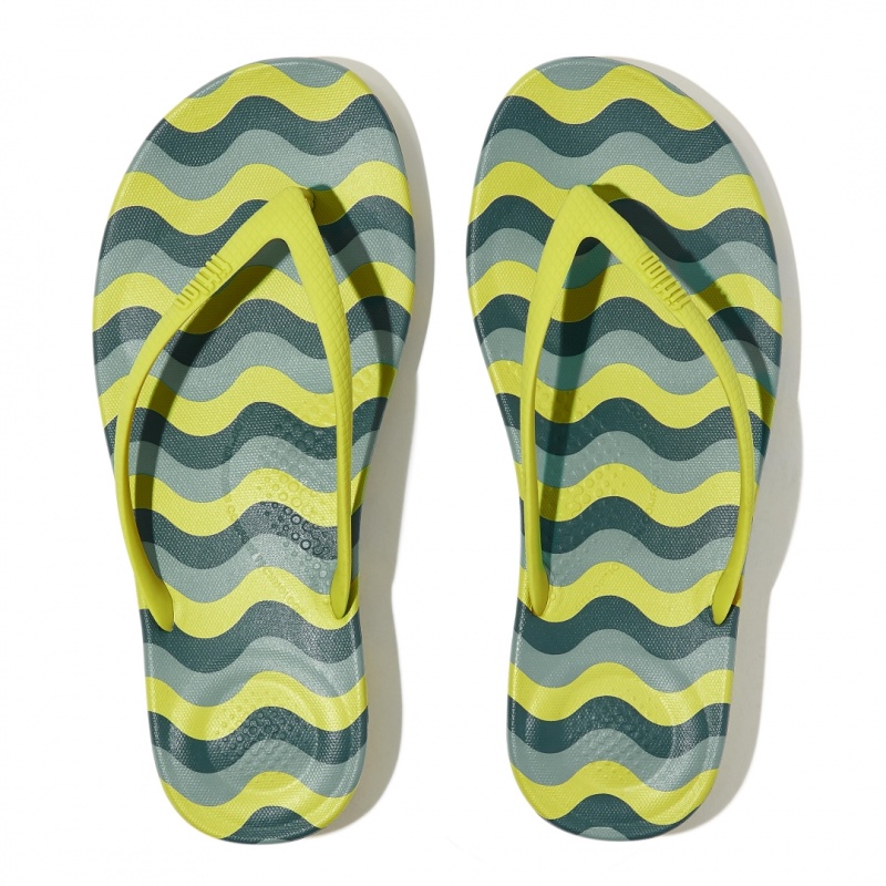 Women's Fitflop Iqushion Snake Embossed Rubber Tpu Flip Flops Flip Flops Light Green | IN-NMHCR5160