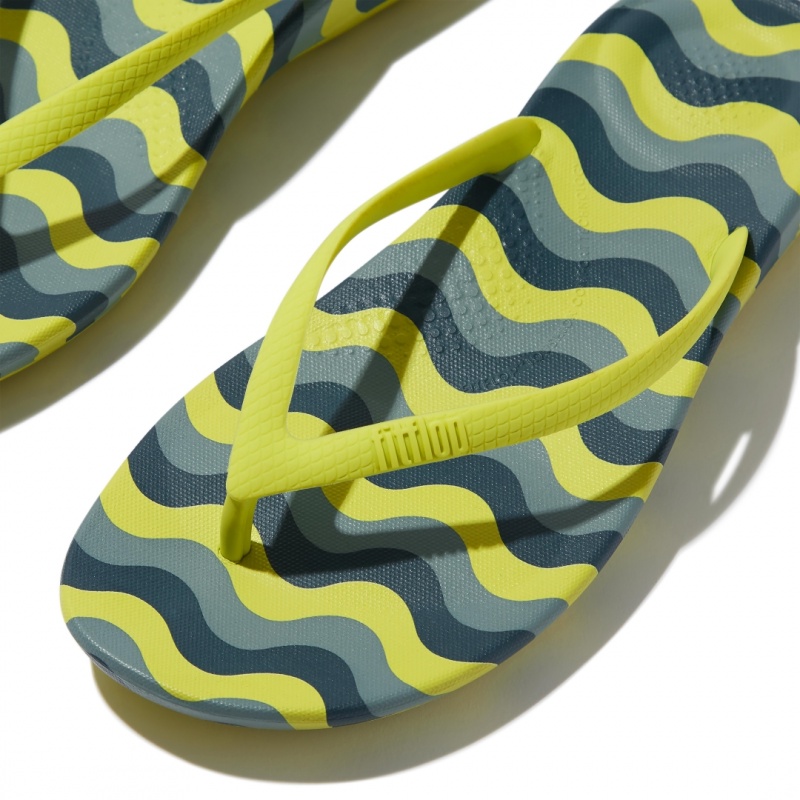 Women's Fitflop Iqushion Snake Embossed Rubber Tpu Flip Flops Flip Flops Light Green | IN-NMHCR5160